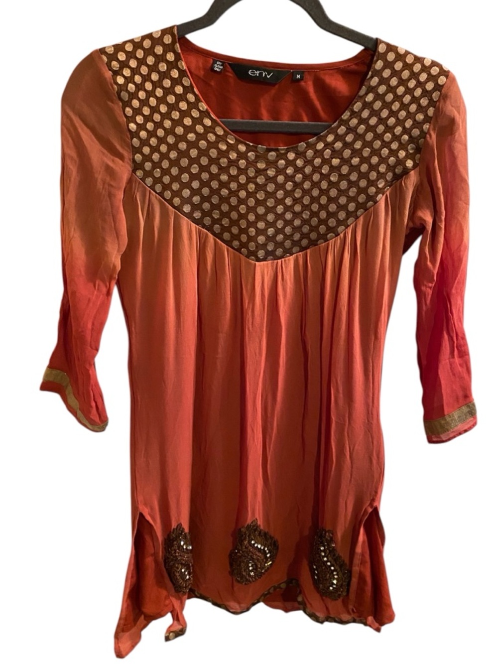 ENV Ornate Orange Embroidered 
Salwar Beaded Tunic
Size Medium